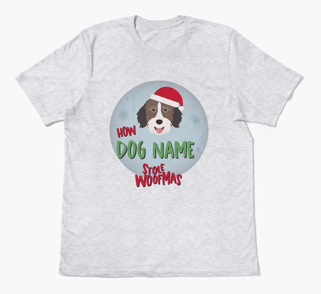 'How {dogsName} Stole Woofmas' - Personalized {breedFullName} Adult T-Shirt