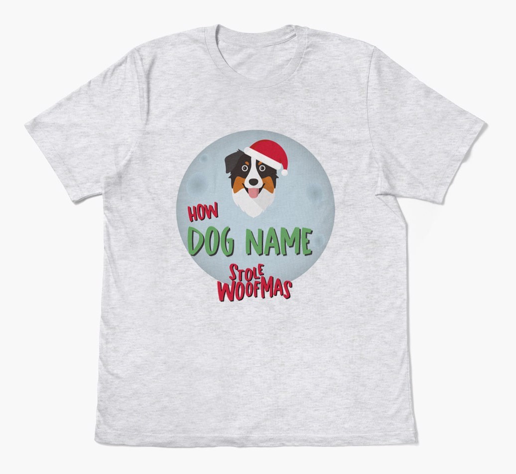 'How {dogsName} Stole Woofmas' - Personalised {breedFullName} Adult T-Shirt