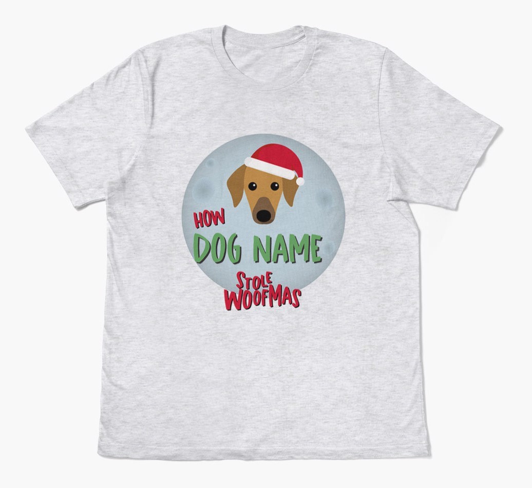 'How {dogsName} Stole Woofmas' - Personalised {breedFullName} Adult T-Shirt
