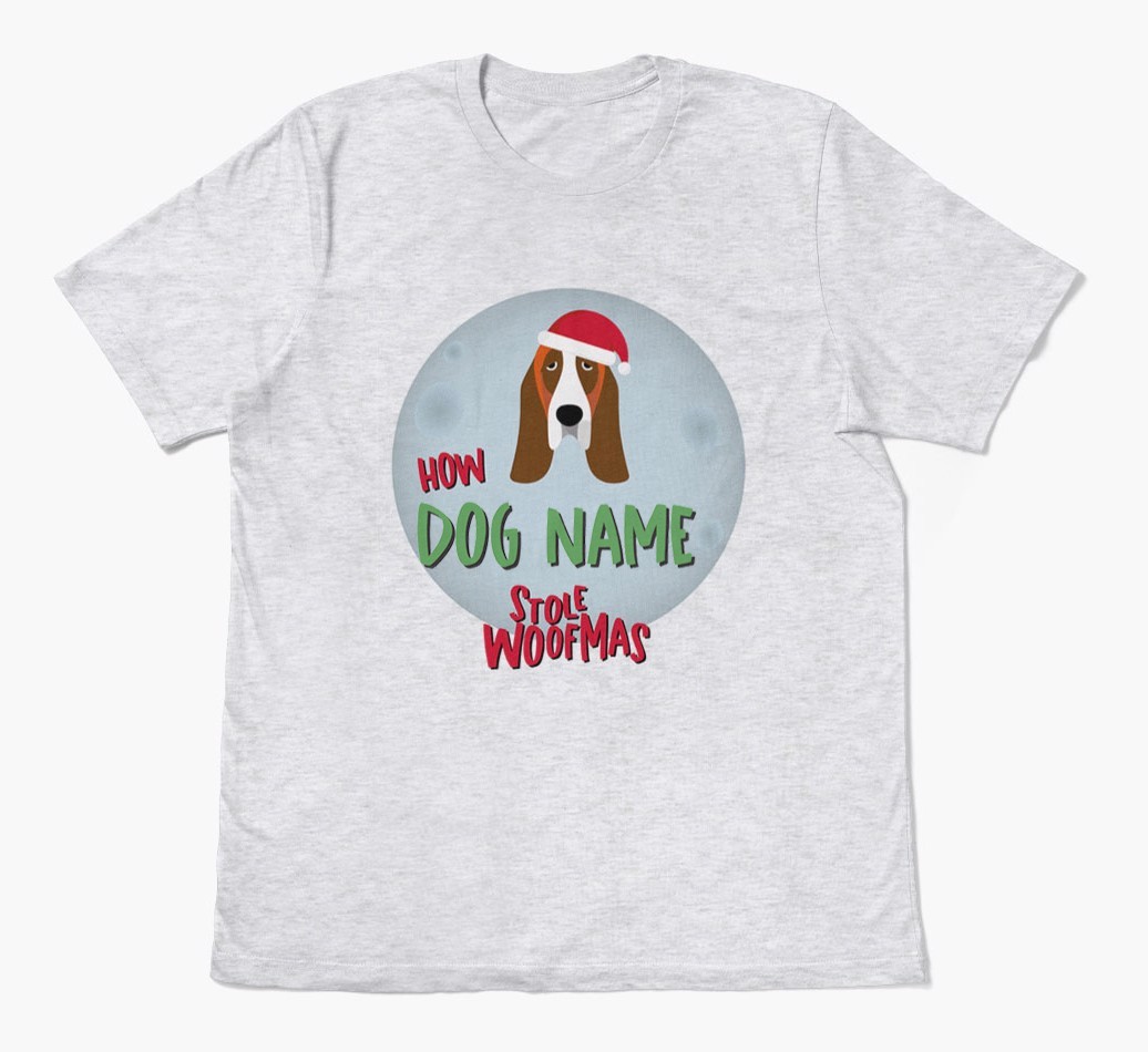'How {dogsName} Stole Woofmas' - Personalised {breedFullName} Adult T-Shirt