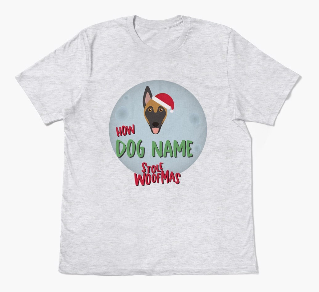 'How {dogsName} Stole Woofmas' - Personalized {breedFullName} Adult T-Shirt