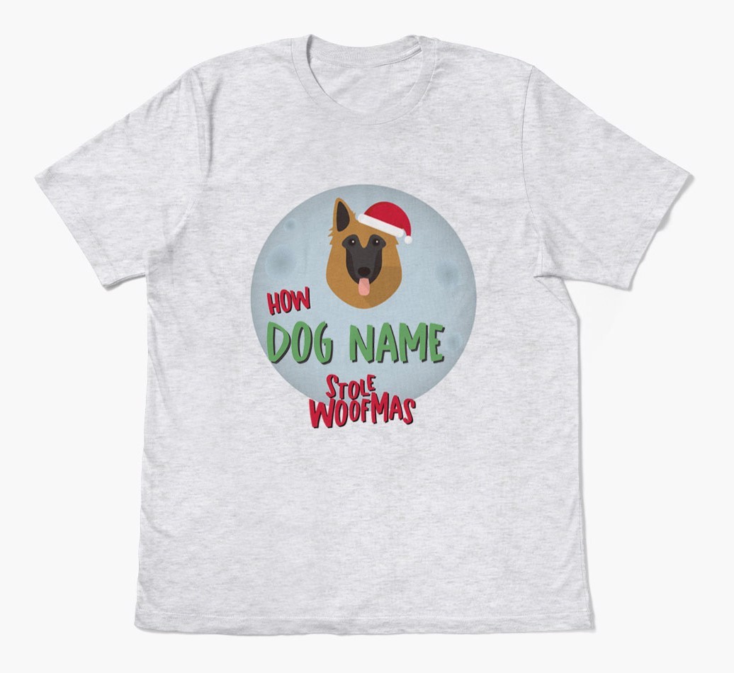 'How {dogsName} Stole Woofmas' - Personalised {breedFullName} Adult T-Shirt