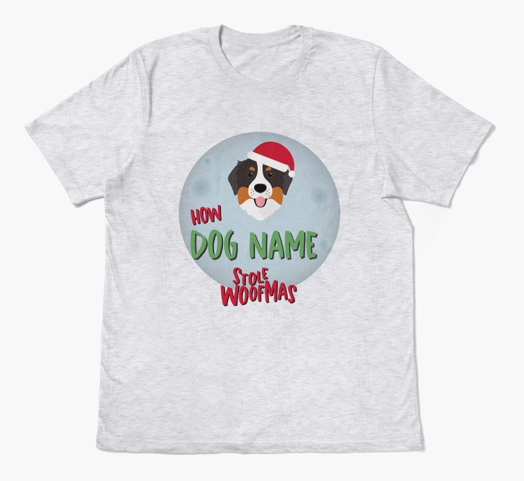 'How {dogsName} Stole Woofmas' - Personalised {breedFullName} Adult T-Shirt