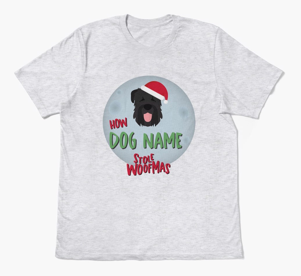 'How {dogsName} Stole Woofmas' - Personalized {breedFullName} Adult T-Shirt
