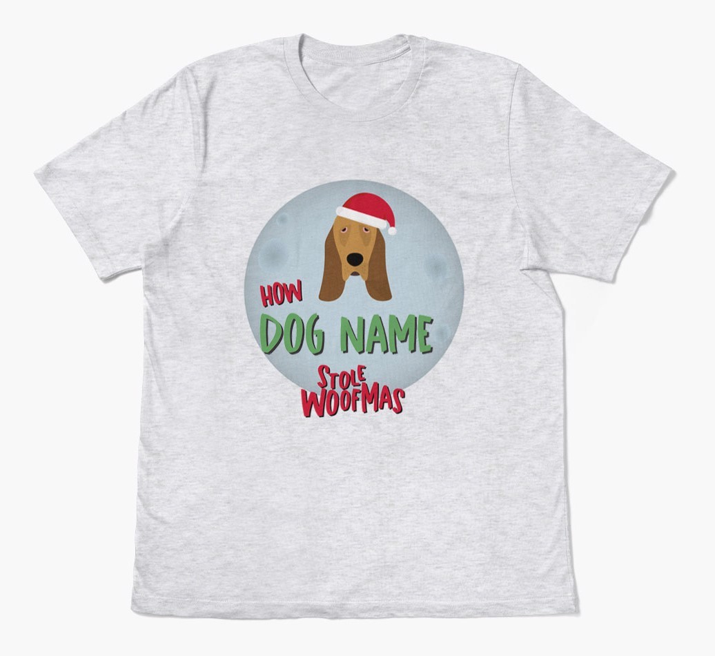 'How {dogsName} Stole Woofmas' - Personalised {breedFullName} Adult T-Shirt