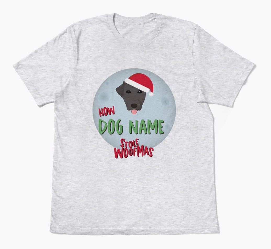 'How {dogsName} Stole Woofmas' - Personalized {breedFullName} Adult T-Shirt