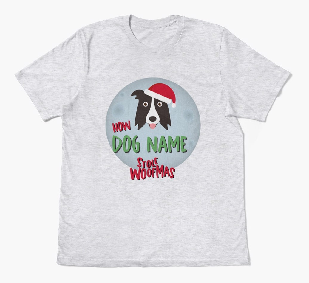 'How {dogsName} Stole Woofmas' - Personalized {breedFullName} Adult T-Shirt