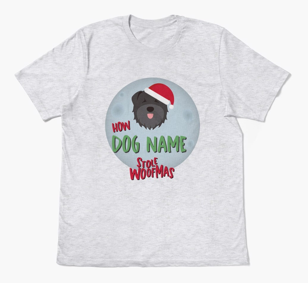 'How {dogsName} Stole Woofmas' - Personalized {breedFullName} Adult T-Shirt