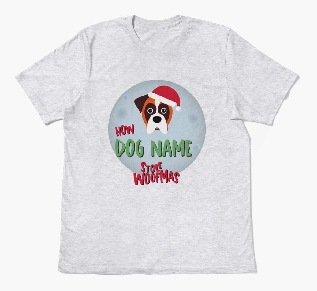 'How {dogsName} Stole Woofmas' - Personalised {breedFullName} Adult T-Shirt