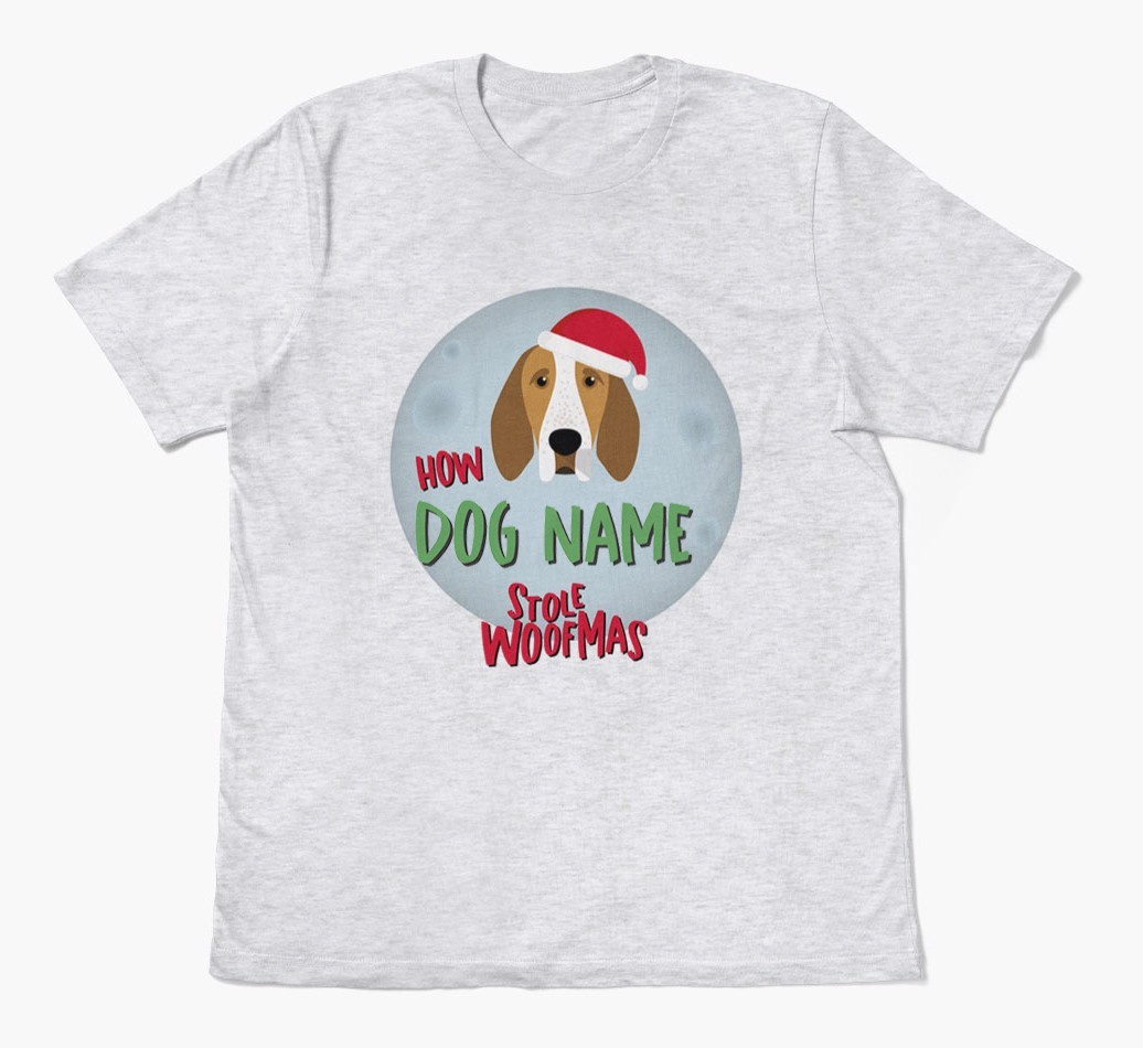 'How {dogsName} Stole Woofmas' - Personalized {breedFullName} Adult T-Shirt