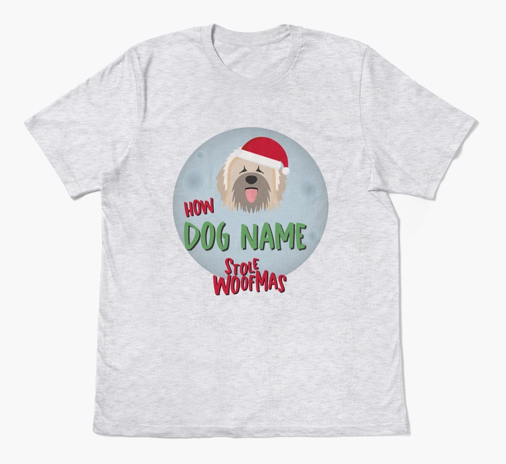 'How {dogsName} Stole Woofmas' - Personalized {breedFullName} Adult T-Shirt