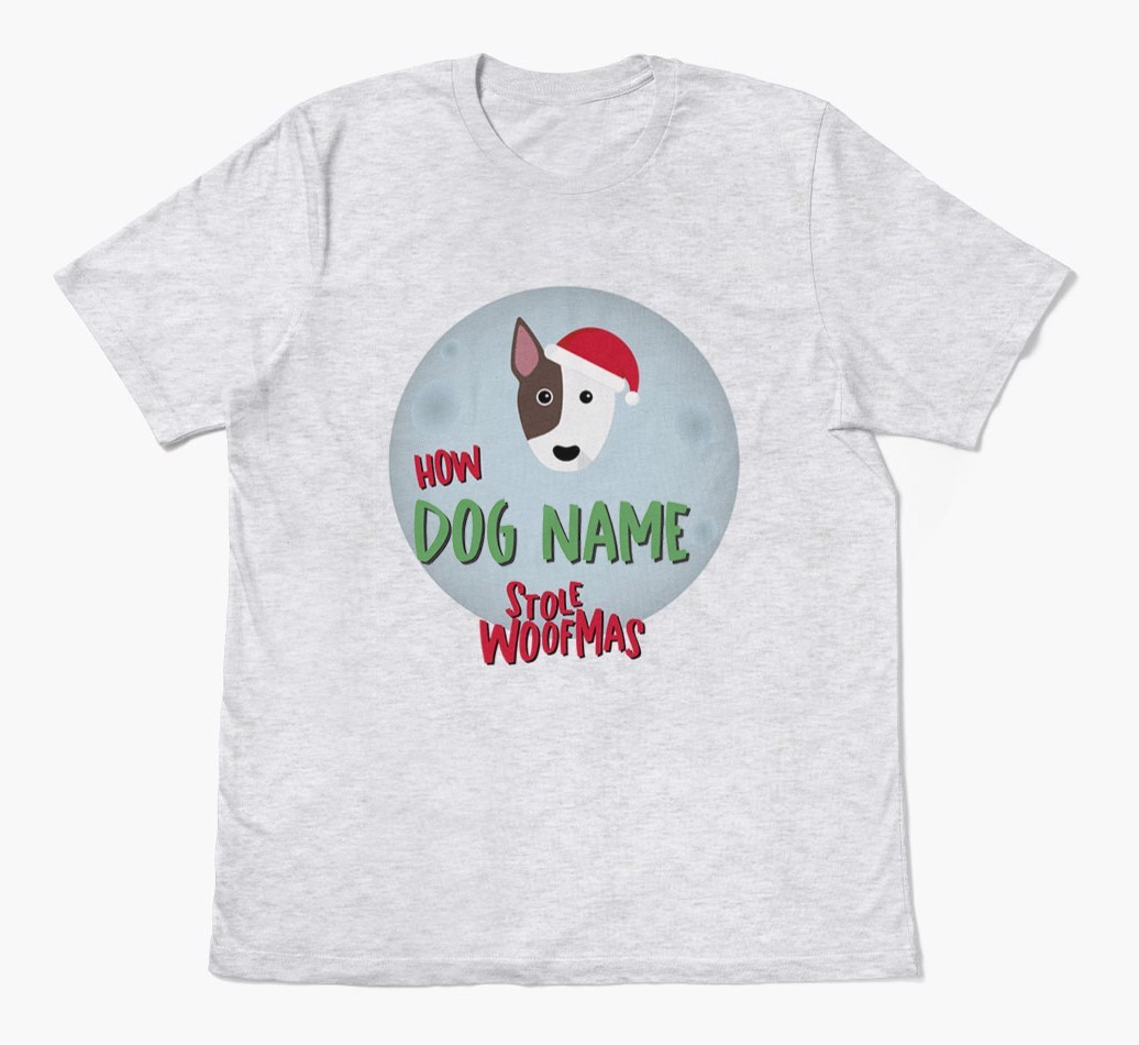 'How {dogsName} Stole Woofmas' - Personalised {breedFullName} Adult T-Shirt