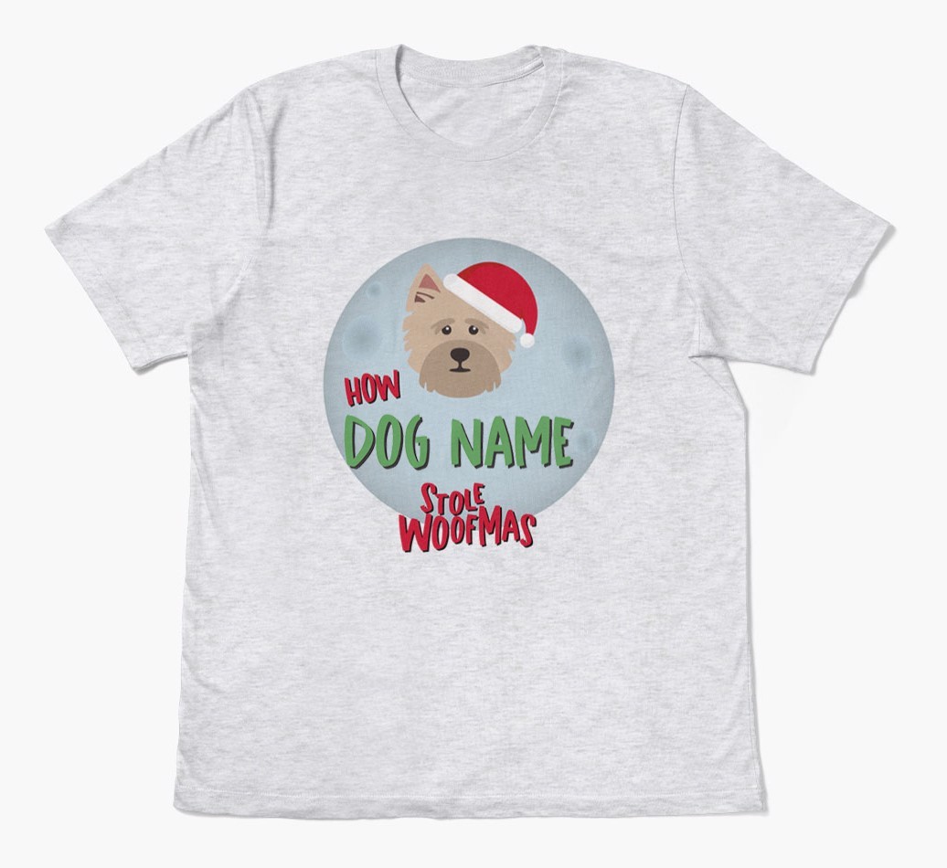 'How {dogsName} Stole Woofmas' - Personalized {breedFullName} Adult T-Shirt