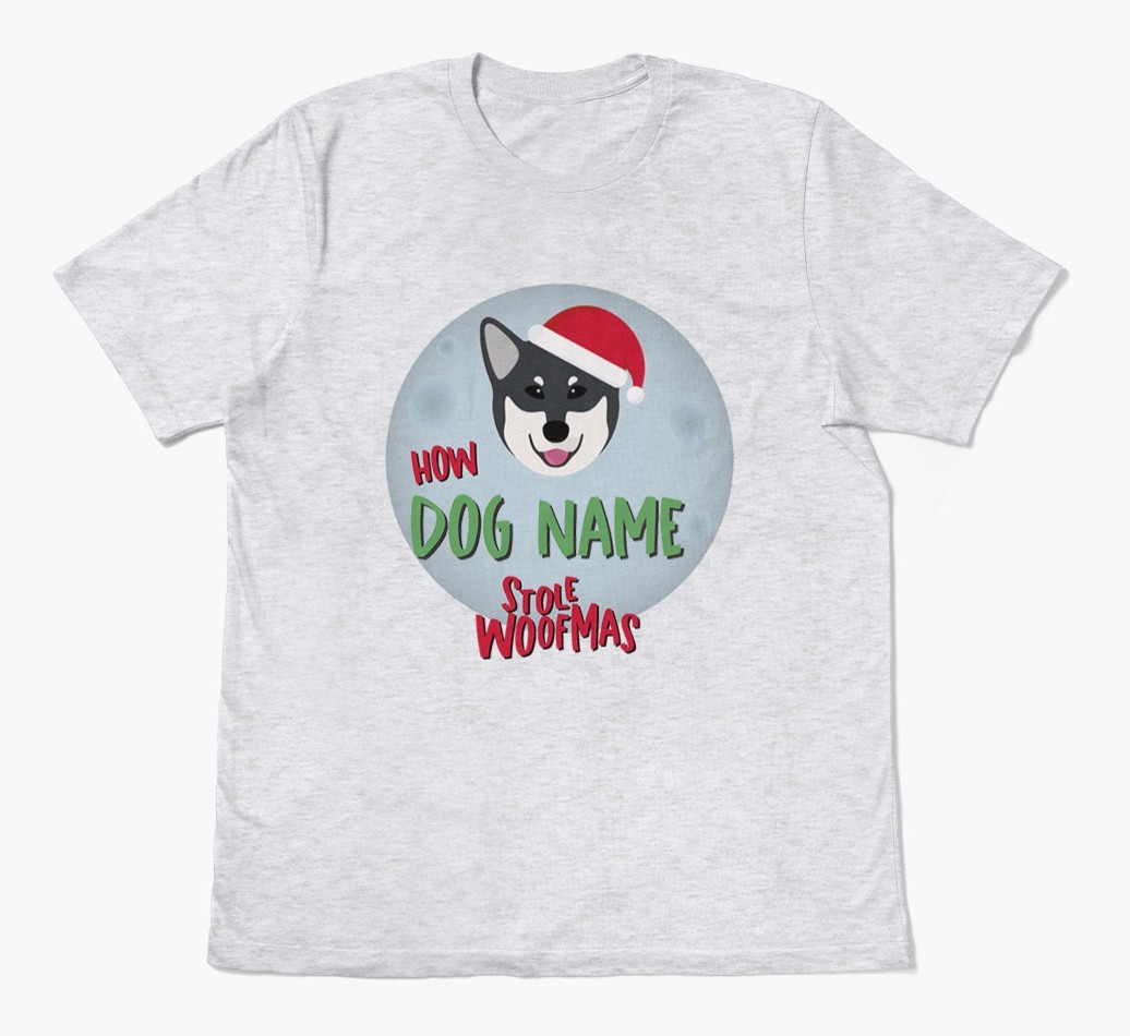 'How {dogsName} Stole Woofmas' - Personalised {breedFullName} Adult T-Shirt