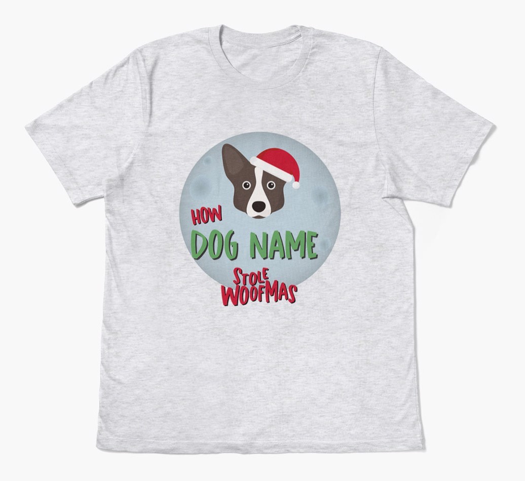 'How {dogsName} Stole Woofmas' - Personalised {breedFullName} Adult T-Shirt