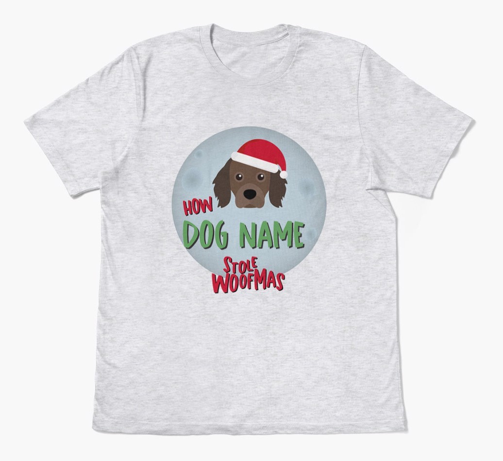 'How {dogsName} Stole Woofmas' - Personalised {breedFullName} Adult T-Shirt