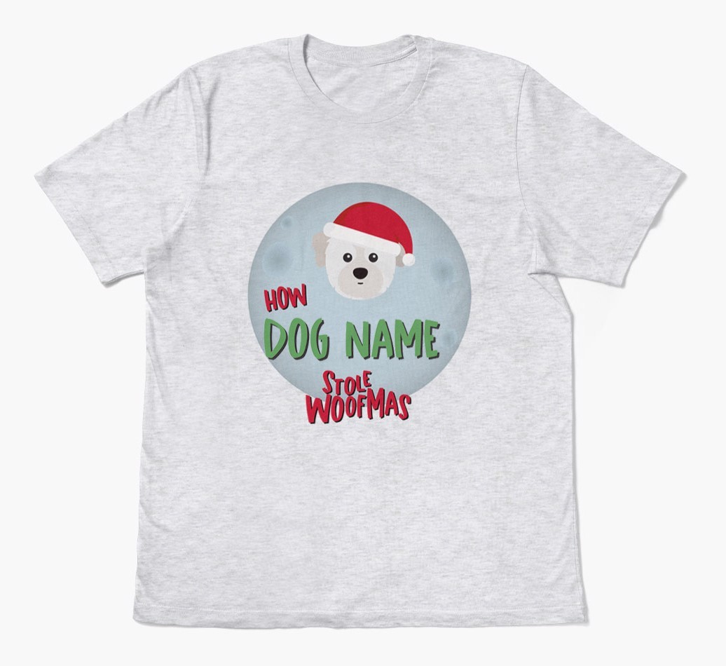 'How {dogsName} Stole Woofmas' - Personalised {breedFullName} Adult T-Shirt