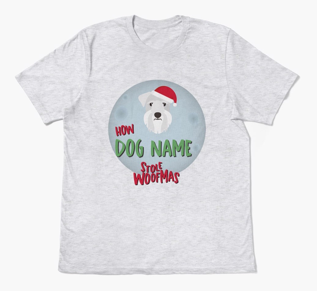 'How {dogsName} Stole Woofmas' - Personalized {breedFullName} Adult T-Shirt