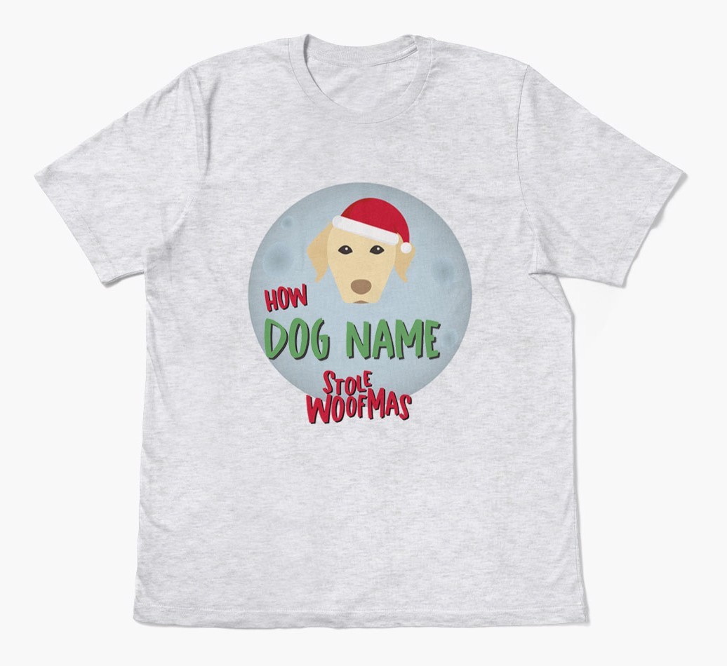 'How {dogsName} Stole Woofmas' - Personalised {breedFullName} Adult T-Shirt