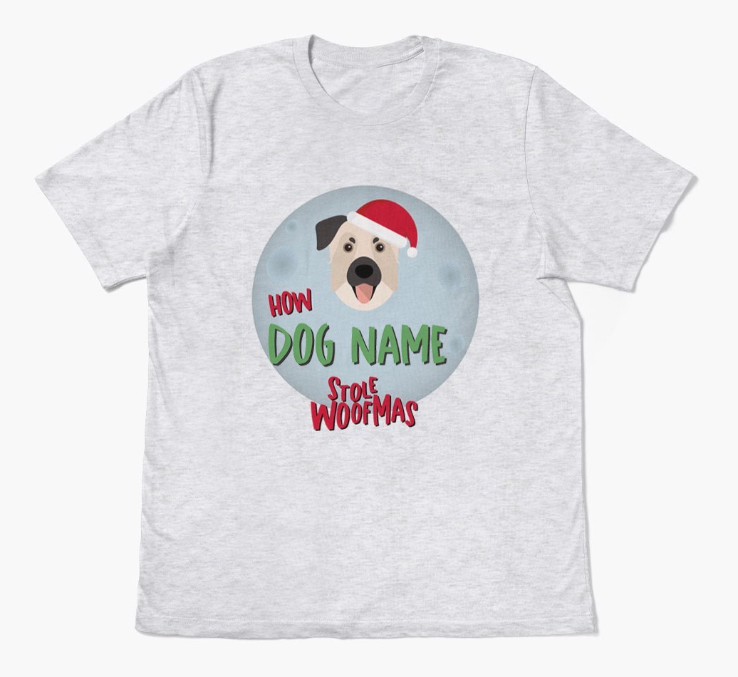 'How {dogsName} Stole Woofmas' - Personalised {breedFullName} Adult T-Shirt