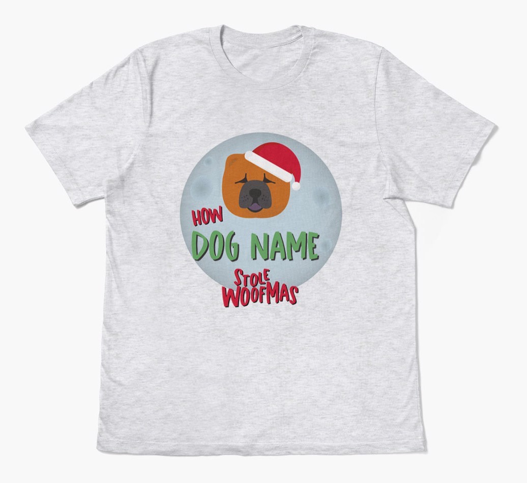 'How {dogsName} Stole Woofmas' - Personalised {breedFullName} Adult T-Shirt