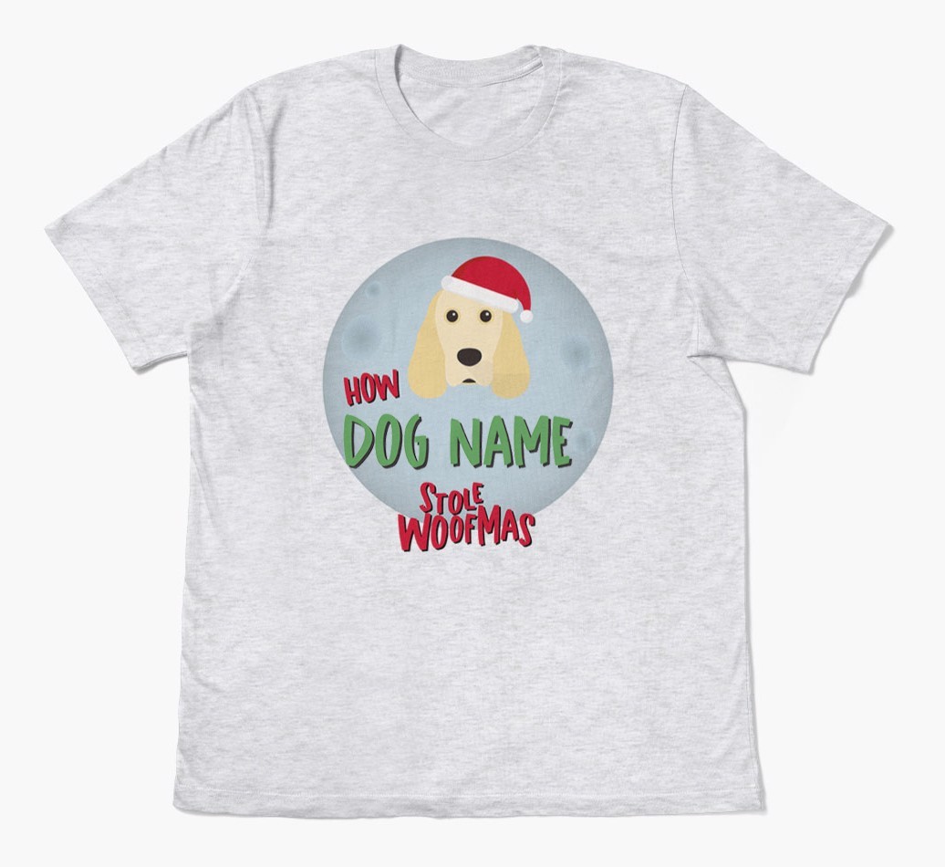 'How {dogsName} Stole Woofmas' - Personalised {breedFullName} Adult T-Shirt