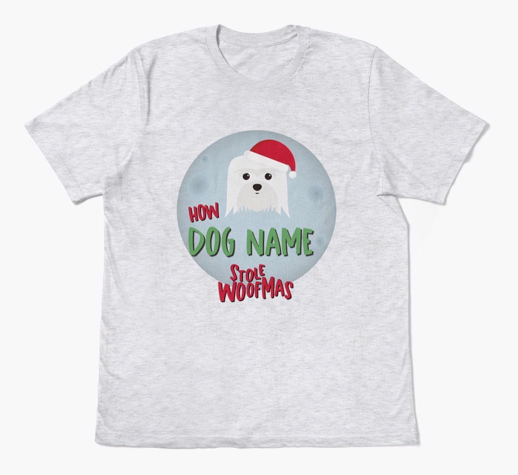 'How {dogsName} Stole Woofmas' - Personalised {breedFullName} Adult T-Shirt