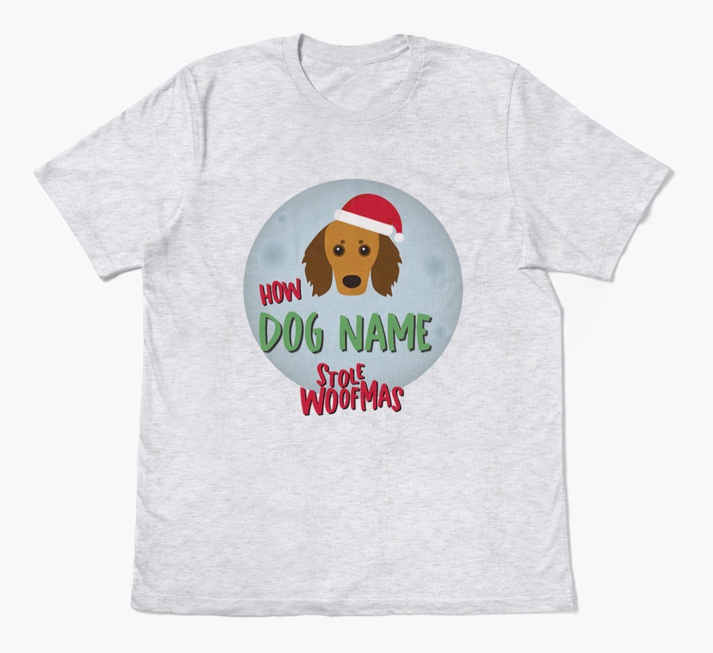 'How {dogsName} Stole Woofmas' - Personalised {breedFullName} Adult T-Shirt