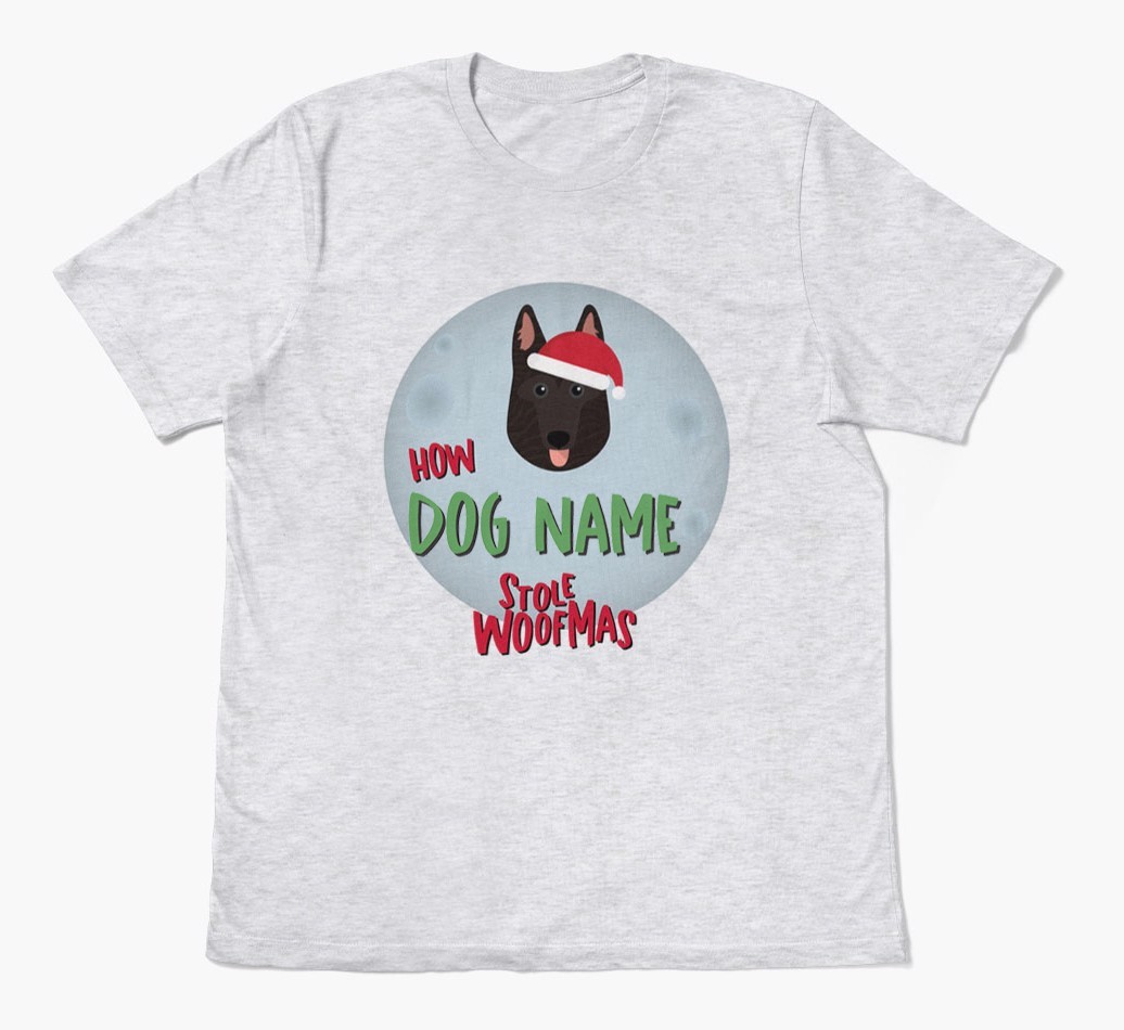 'How {dogsName} Stole Woofmas' - Personalized {breedFullName} Adult T-Shirt