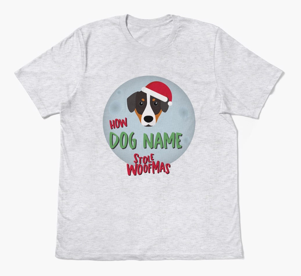 'How {dogsName} Stole Woofmas' - Personalized {breedFullName} Adult T-Shirt