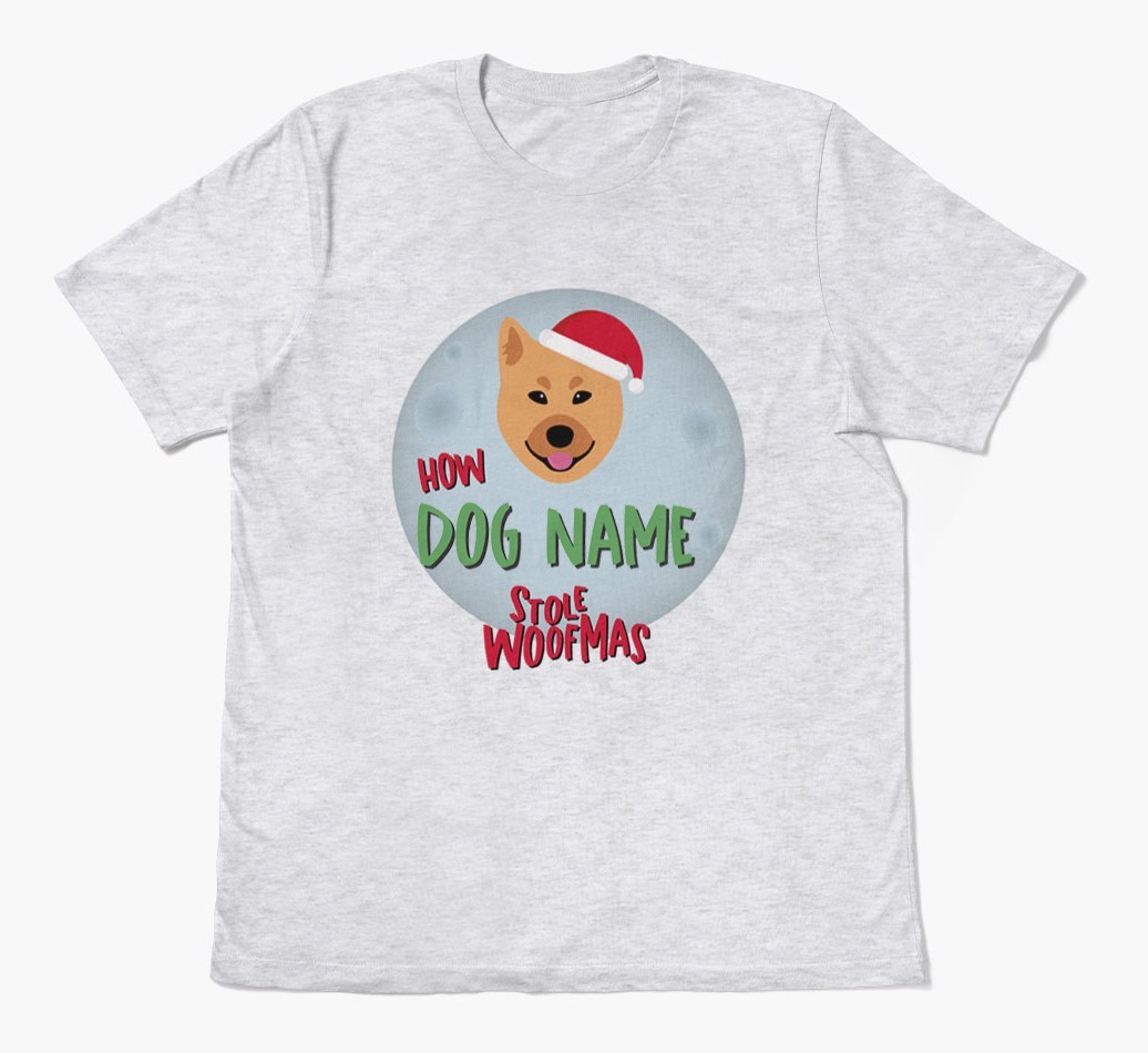 'How {dogsName} Stole Woofmas' - Personalized {breedFullName} Adult T-Shirt
