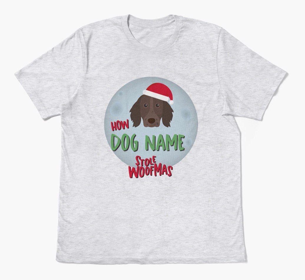 'How {dogsName} Stole Woofmas' - Personalized {breedFullName} Adult T-Shirt