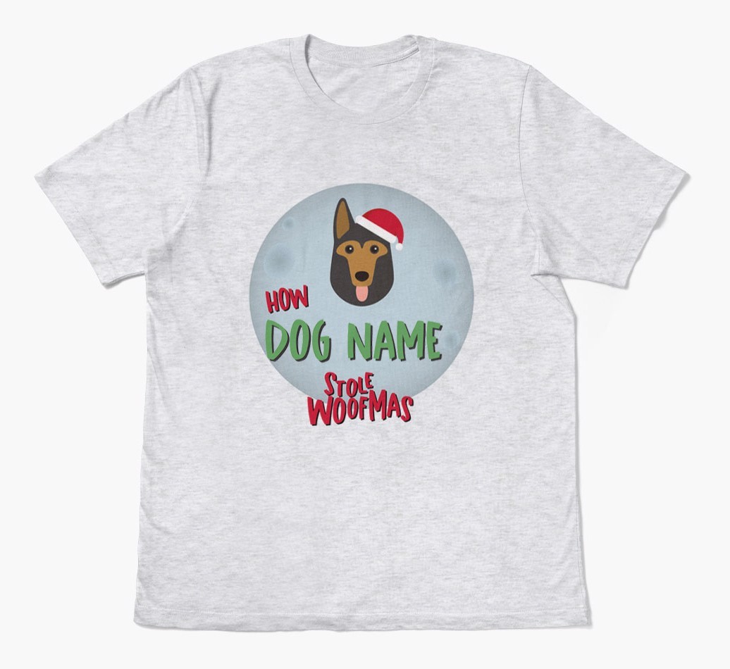 'How {dogsName} Stole Woofmas' - Personalised {breedFullName} Adult T-Shirt