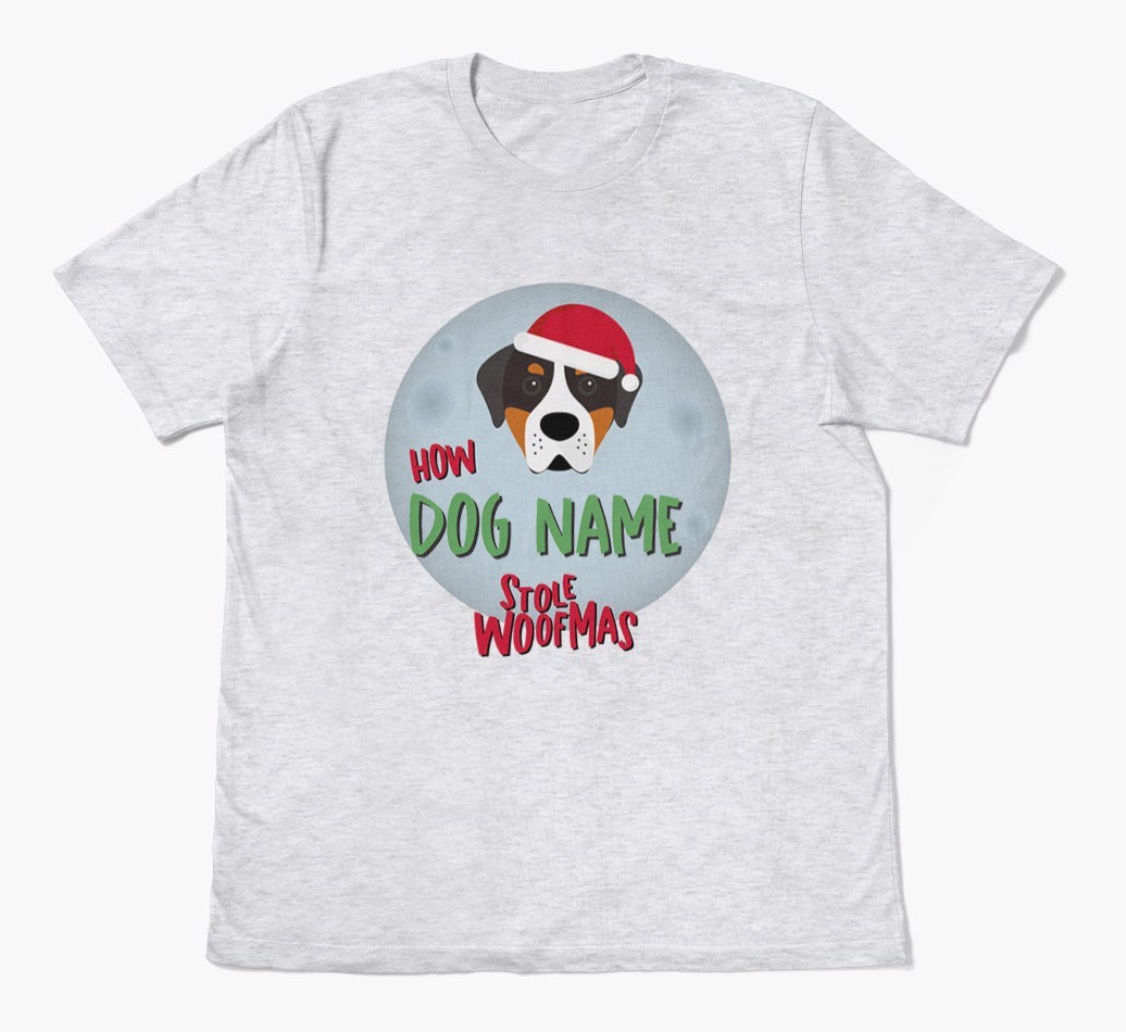 'How {dogsName} Stole Woofmas' - Personalized {breedFullName} Adult T-Shirt
