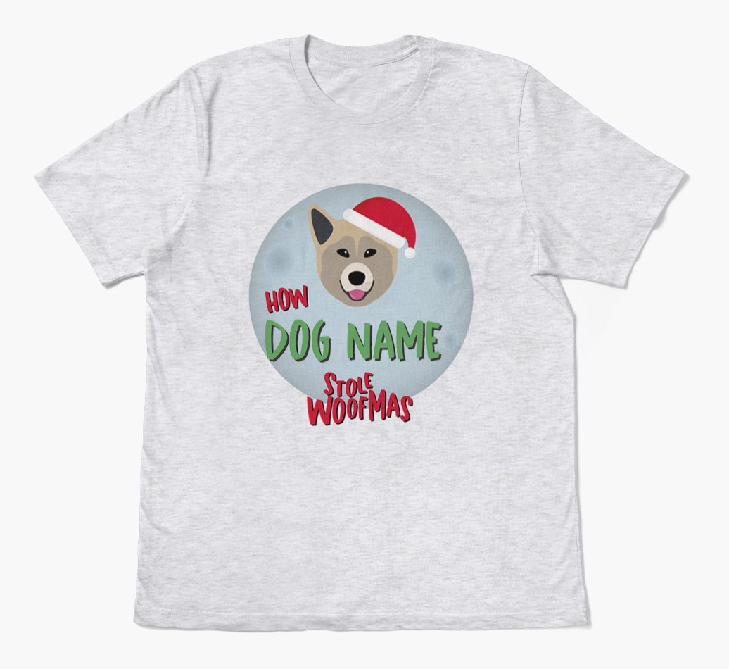 'How {dogsName} Stole Woofmas' - Personalised {breedFullName} Adult T-Shirt