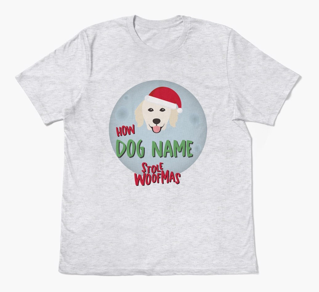 'How {dogsName} Stole Woofmas' - Personalised {breedFullName} Adult T-Shirt