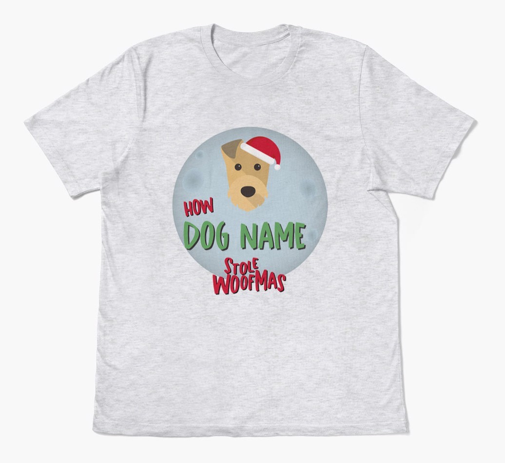 'How {dogsName} Stole Woofmas' - Personalized {breedFullName} Adult T-Shirt