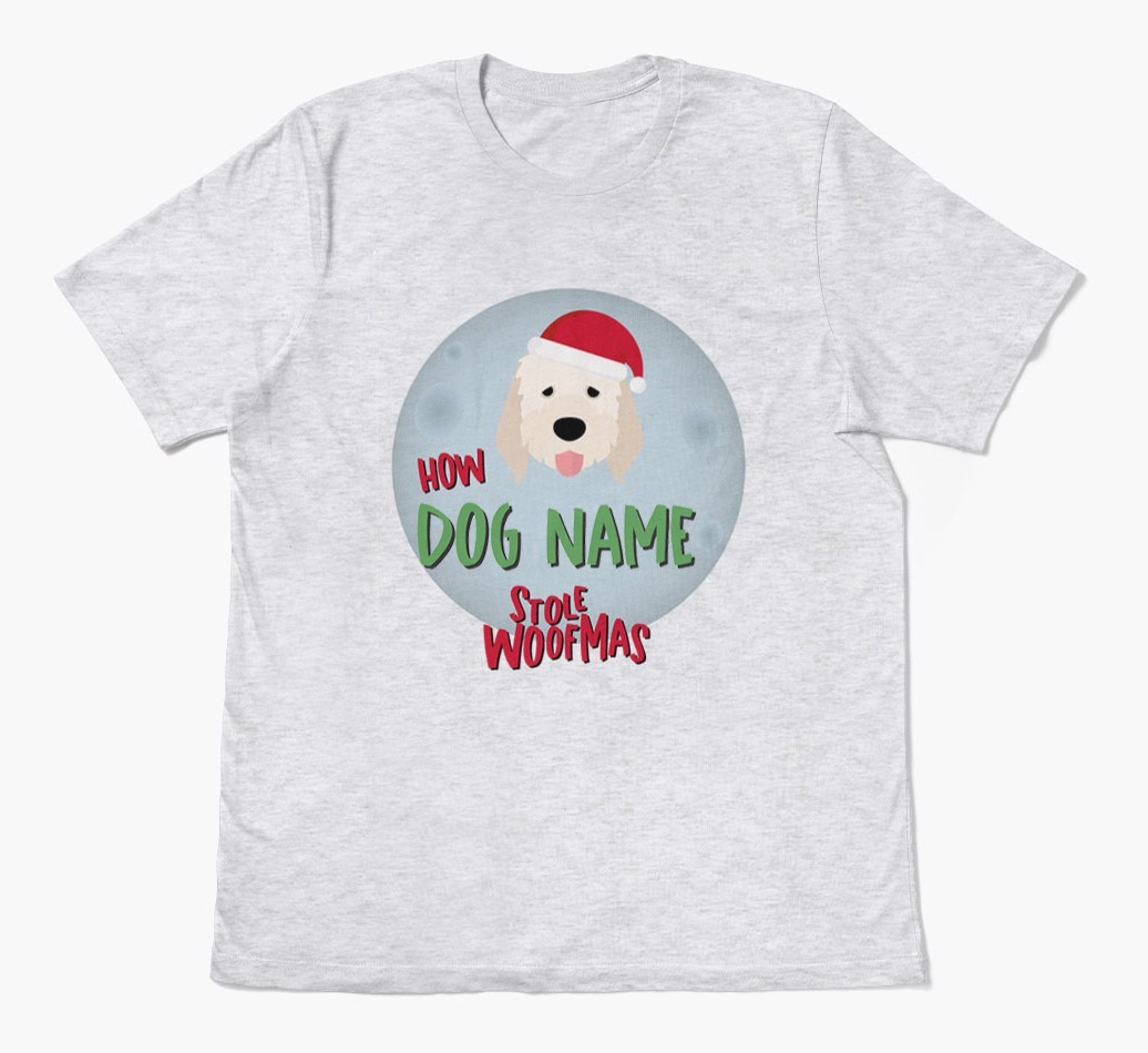 'How {dogsName} Stole Woofmas' - Personalised {breedFullName} Adult T-Shirt