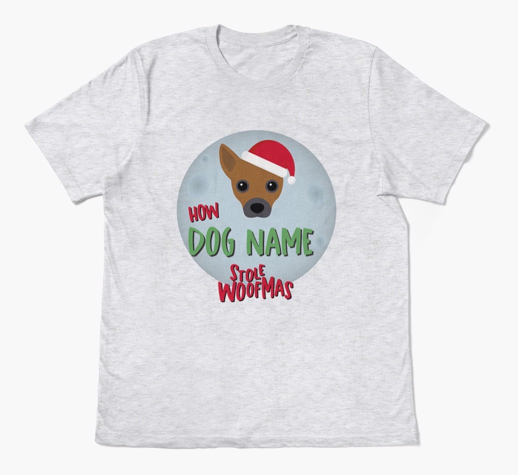 'How {dogsName} Stole Woofmas' - Personalized {breedFullName} Adult T-Shirt