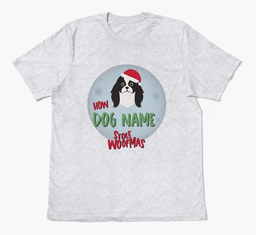 'How {dogsName} Stole Woofmas' - Personalized {breedFullName} Adult T-Shirt