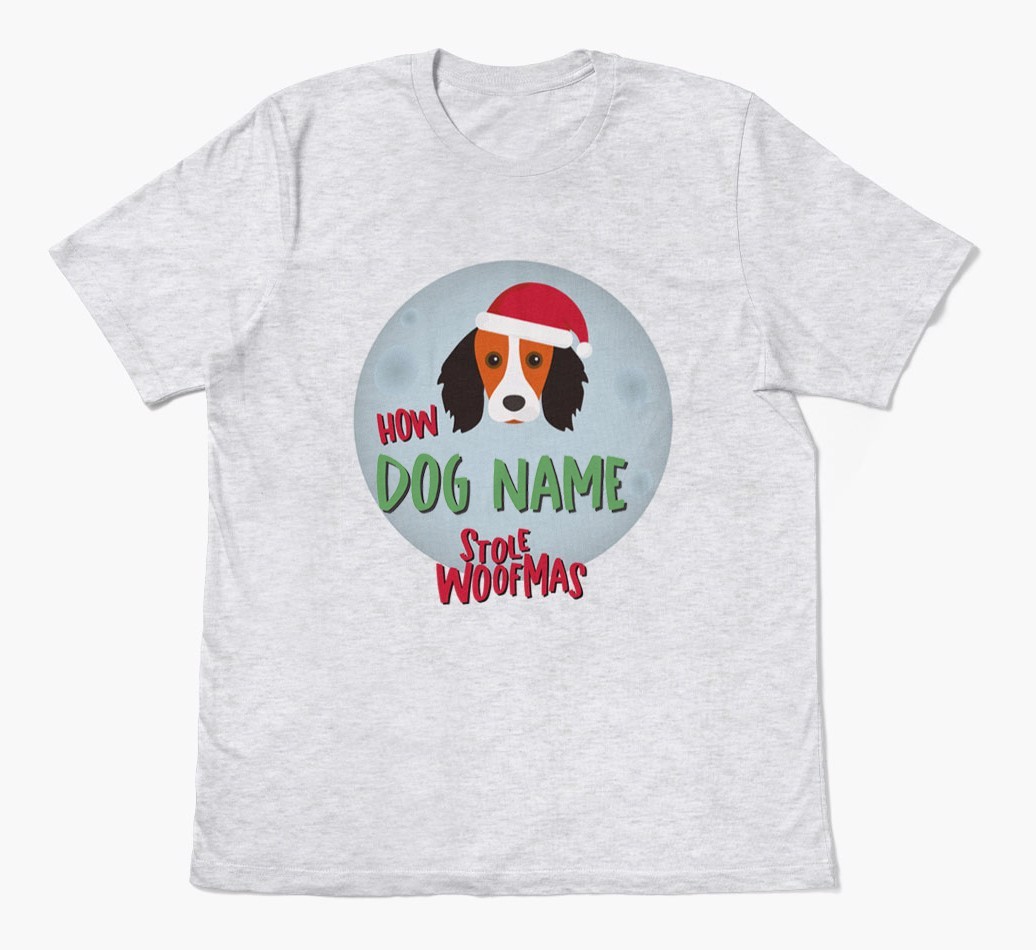 'How {dogsName} Stole Woofmas' - Personalized {breedFullName} Adult T-Shirt