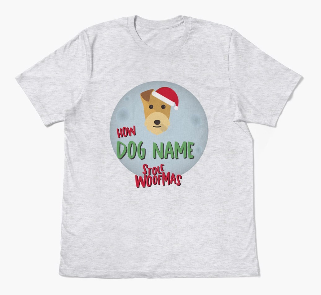 'How {dogsName} Stole Woofmas' - Personalized {breedFullName} Adult T-Shirt