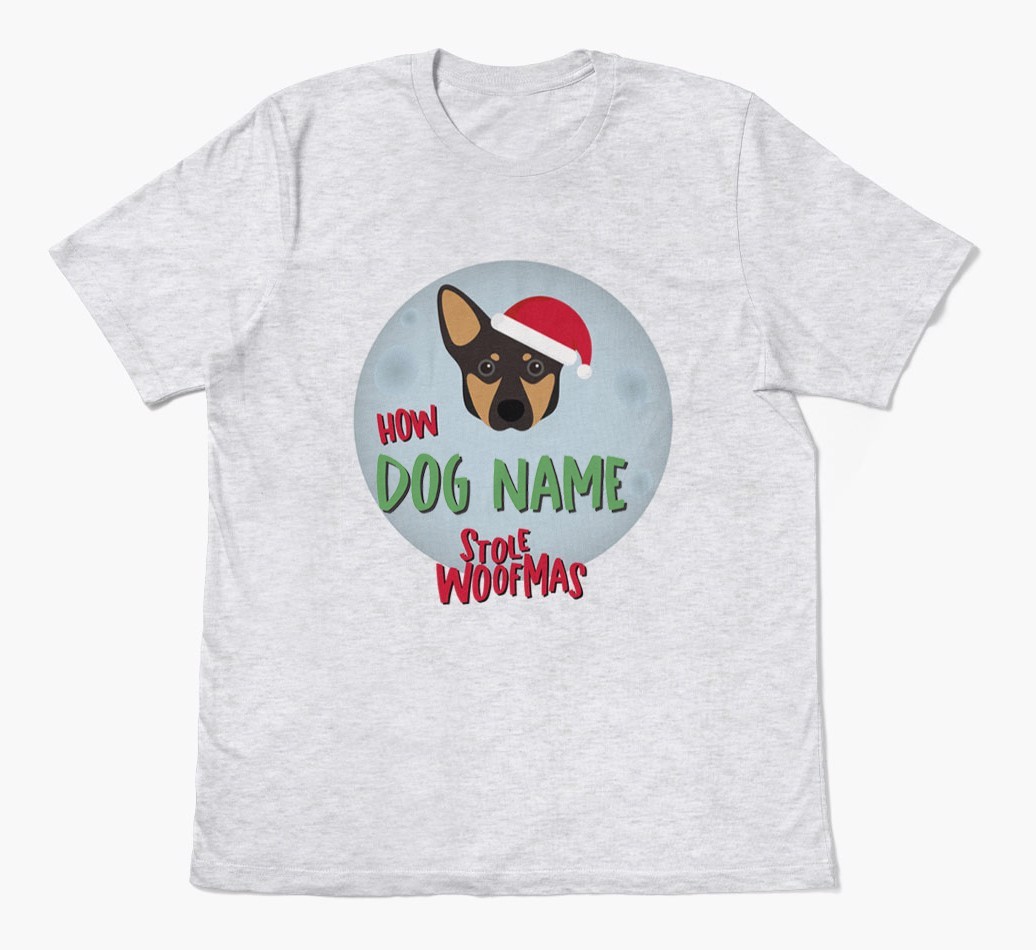'How {dogsName} Stole Woofmas' - Personalised {breedFullName} Adult T-Shirt