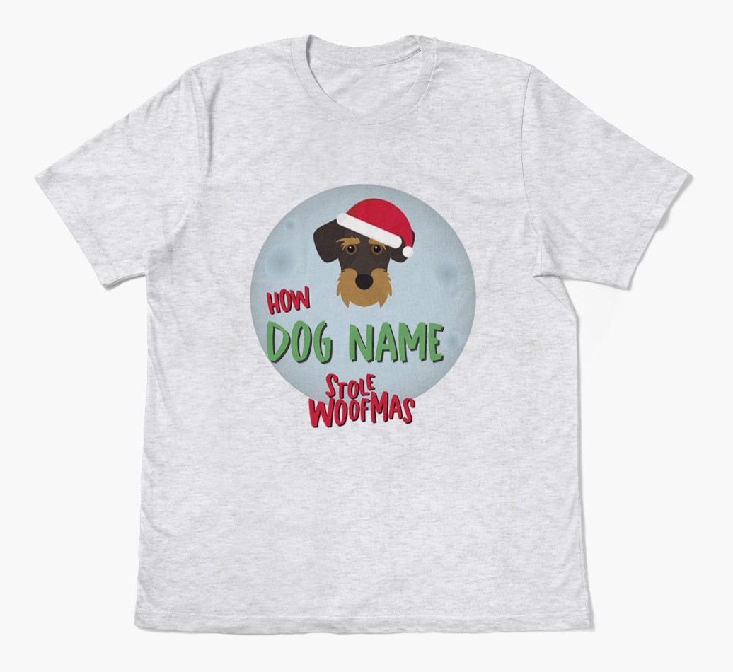 'How {dogsName} Stole Woofmas' - Personalized {breedFullName} Adult T-Shirt