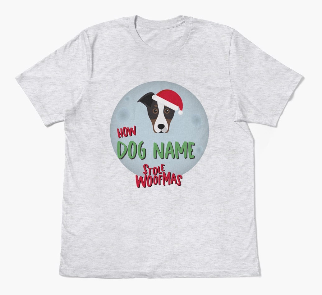 'How {dogsName} Stole Woofmas' - Personalized {breedFullName} Adult T-Shirt