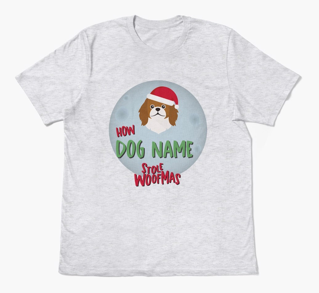 'How {dogsName} Stole Woofmas' - Personalized {breedFullName} Adult T-Shirt