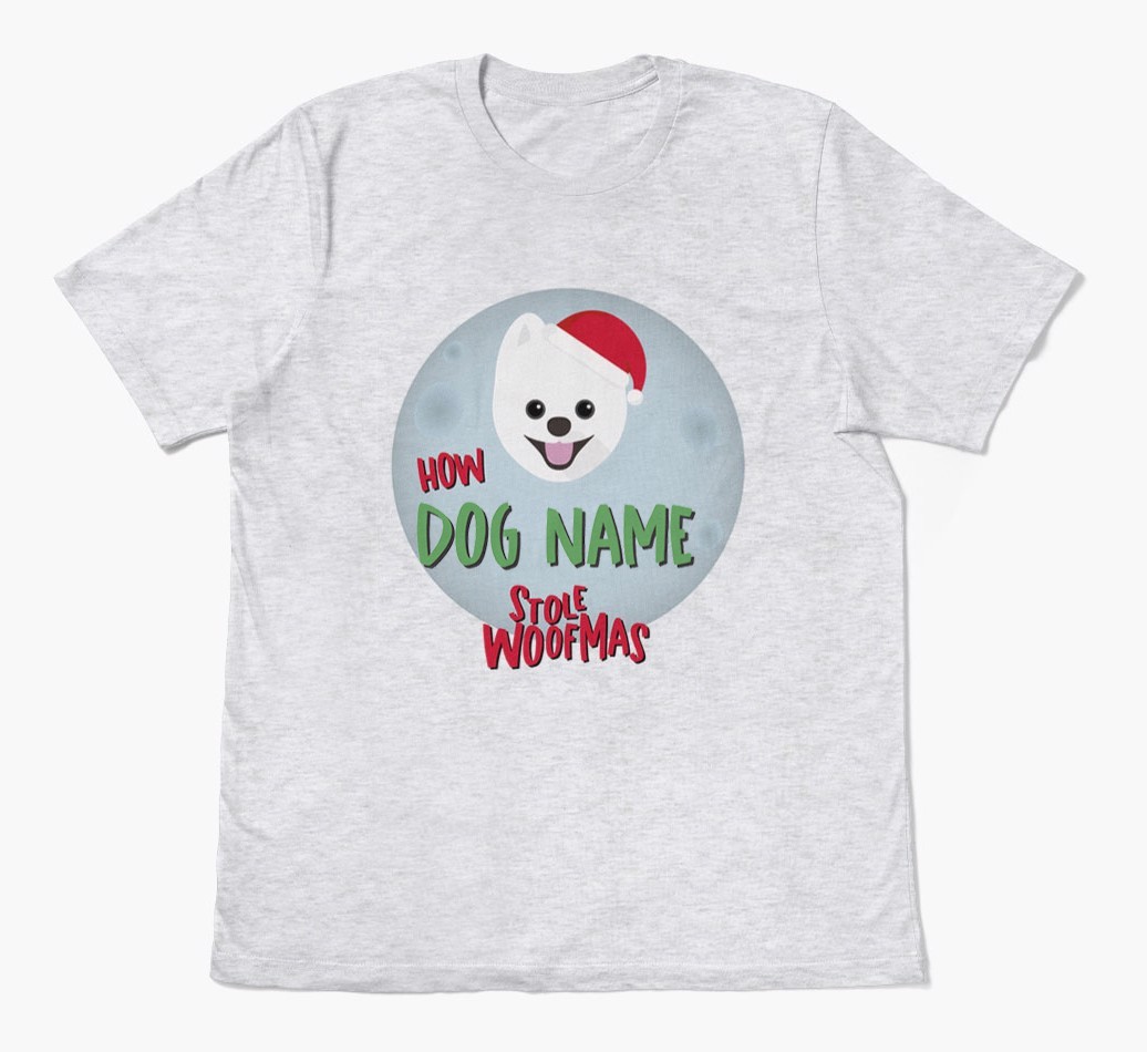 'How {dogsName} Stole Woofmas' - Personalized {breedFullName} Adult T-Shirt