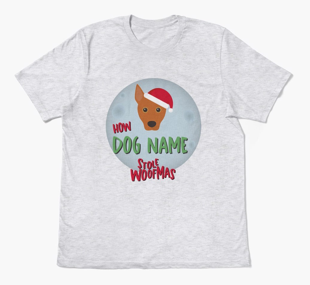 'How {dogsName} Stole Woofmas' - Personalized {breedFullName} Adult T-Shirt