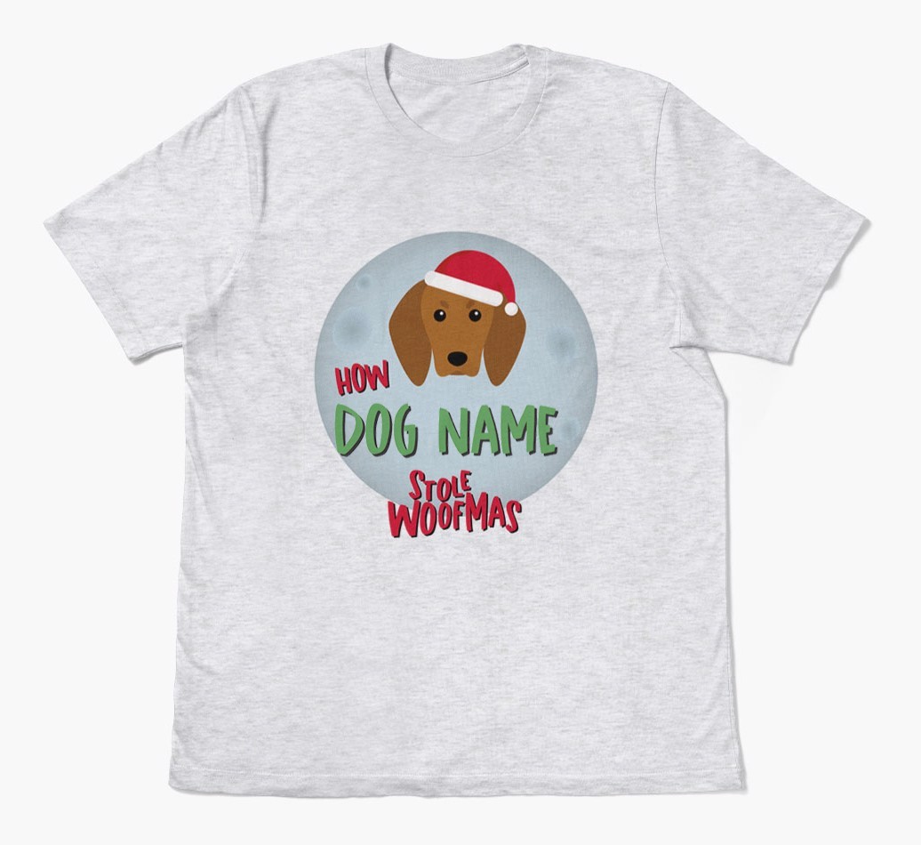 'How {dogsName} Stole Woofmas' - Personalised {breedFullName} Adult T-Shirt
