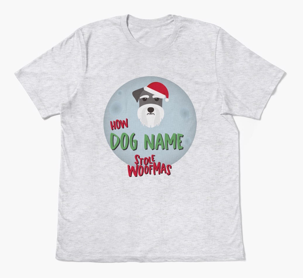 'How {dogsName} Stole Woofmas' - Personalized {breedFullName} Adult T-Shirt